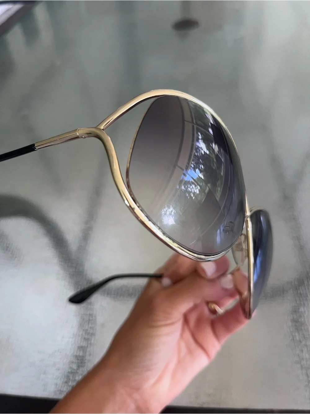 Tom Ford Whitney Gold Oversized Sunglasses As Is